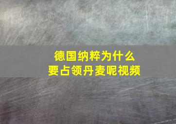 德国纳粹为什么要占领丹麦呢视频