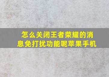 怎么关闭王者荣耀的消息免打扰功能呢苹果手机