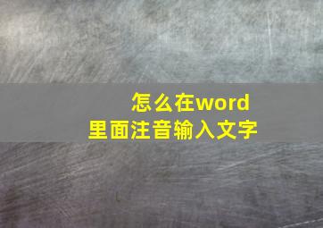 怎么在word里面注音输入文字