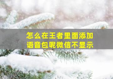 怎么在王者里面添加语音包呢微信不显示