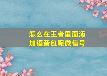 怎么在王者里面添加语音包呢微信号