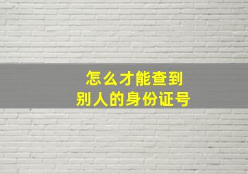 怎么才能查到别人的身份证号