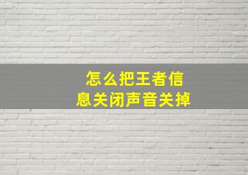 怎么把王者信息关闭声音关掉