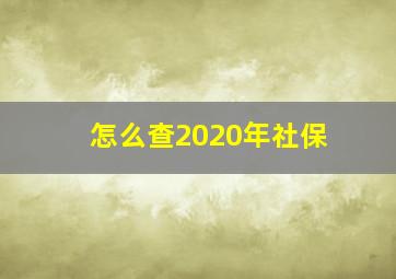 怎么查2020年社保