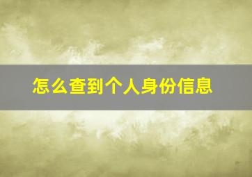 怎么查到个人身份信息