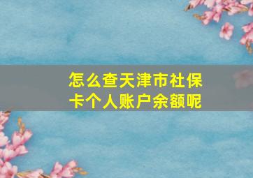 怎么查天津市社保卡个人账户余额呢