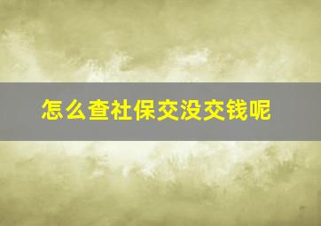 怎么查社保交没交钱呢