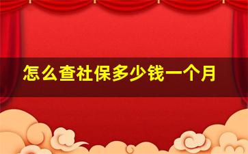 怎么查社保多少钱一个月