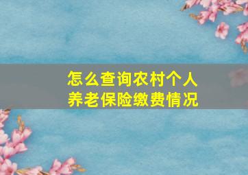 怎么查询农村个人养老保险缴费情况