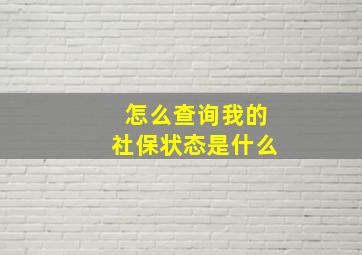 怎么查询我的社保状态是什么