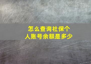 怎么查询社保个人账号余额是多少