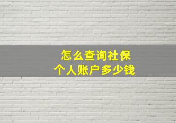 怎么查询社保个人账户多少钱