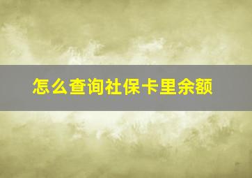 怎么查询社保卡里余额