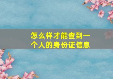 怎么样才能查到一个人的身份证信息