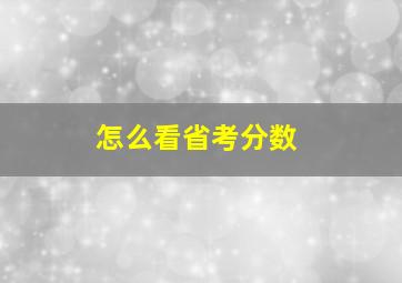 怎么看省考分数