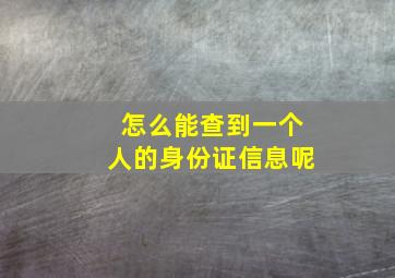 怎么能查到一个人的身份证信息呢