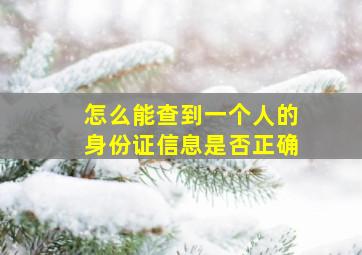 怎么能查到一个人的身份证信息是否正确