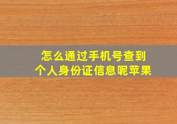 怎么通过手机号查到个人身份证信息呢苹果