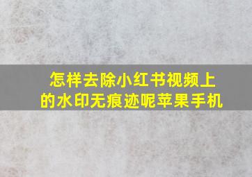 怎样去除小红书视频上的水印无痕迹呢苹果手机