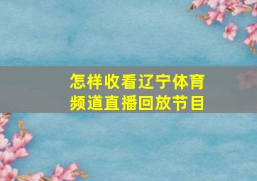 怎样收看辽宁体育频道直播回放节目