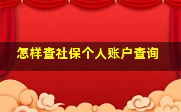 怎样查社保个人账户查询