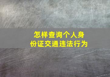 怎样查询个人身份证交通违法行为