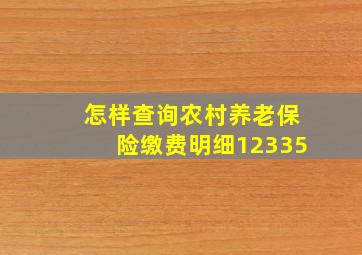 怎样查询农村养老保险缴费明细12335