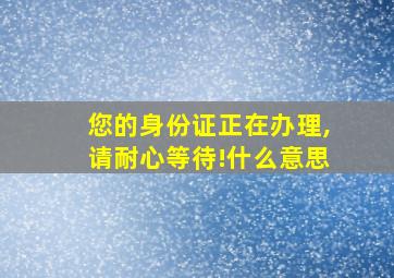 您的身份证正在办理,请耐心等待!什么意思