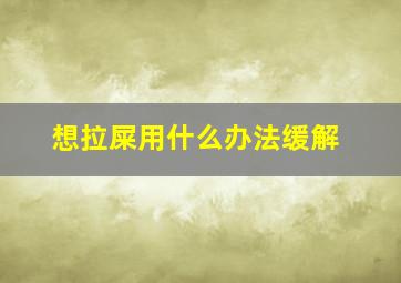 想拉屎用什么办法缓解