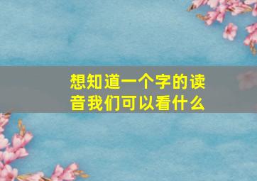 想知道一个字的读音我们可以看什么