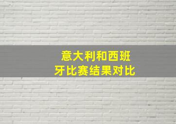 意大利和西班牙比赛结果对比