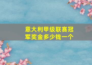 意大利甲级联赛冠军奖金多少钱一个