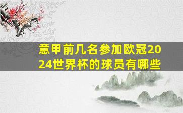 意甲前几名参加欧冠2024世界杯的球员有哪些