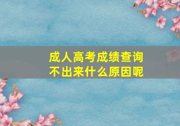 成人高考成绩查询不出来什么原因呢