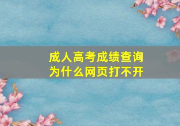 成人高考成绩查询为什么网页打不开