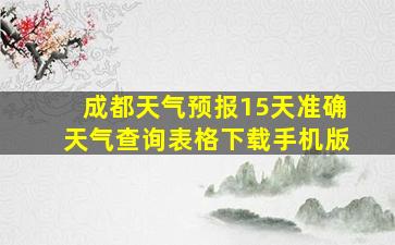 成都天气预报15天准确天气查询表格下载手机版