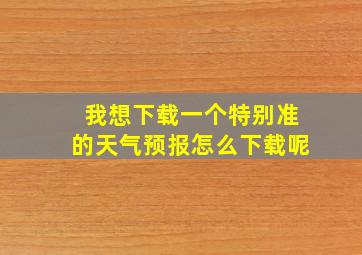 我想下载一个特别准的天气预报怎么下载呢