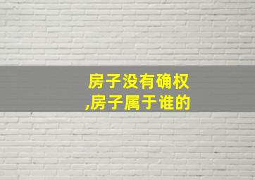 房子没有确权,房子属于谁的