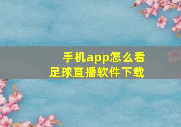 手机app怎么看足球直播软件下载