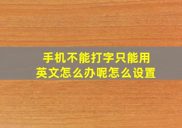 手机不能打字只能用英文怎么办呢怎么设置