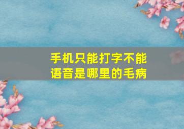 手机只能打字不能语音是哪里的毛病