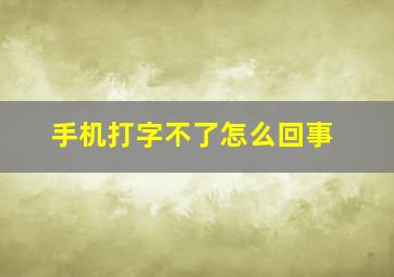 手机打字不了怎么回事