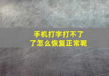 手机打字打不了了怎么恢复正常呢