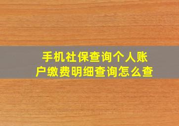 手机社保查询个人账户缴费明细查询怎么查