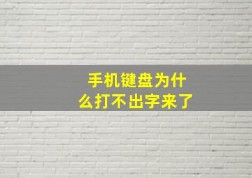 手机键盘为什么打不出字来了