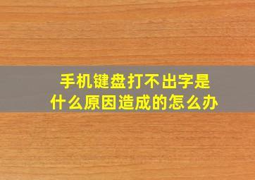 手机键盘打不出字是什么原因造成的怎么办