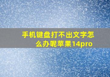 手机键盘打不出文字怎么办呢苹果14pro