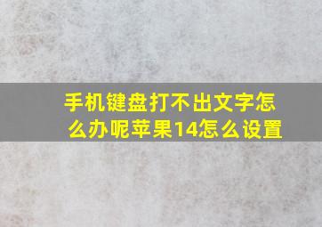 手机键盘打不出文字怎么办呢苹果14怎么设置