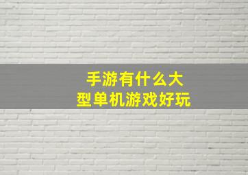 手游有什么大型单机游戏好玩