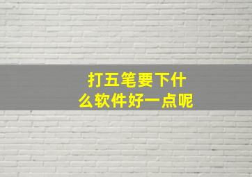 打五笔要下什么软件好一点呢